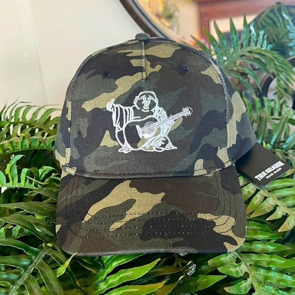 Brand New True Religion Camo Buddha Adjustable Snap Baseball Cap Embroidered Hat